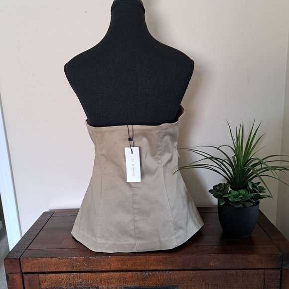 Dynamite Tube Top Gathered Women's Size XL Tan Khaki Twill Fitted NWT - Picture 4 of 12